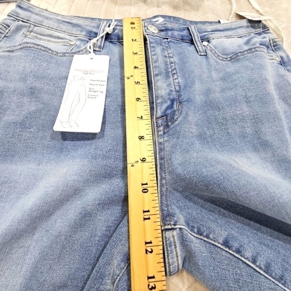 Seven7 High Rise Vintage Straight Distressed Jeans Size 14 New With Tags - Picture 4 of 12
